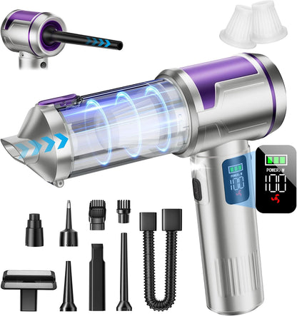 RoamVac Pro 22kPa Cordless Car Vacuum — Air Duster, LED Light, Multi-Nozzle.