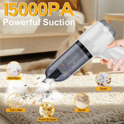 RoamVac 15kPa Cordless Car Vacuum — LED Display, USB-C Rechargeable