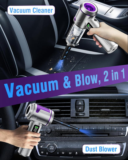 RoamVac Pro 22kPa Cordless Car Vacuum — Air Duster, LED Light, Multi-Nozzle.
