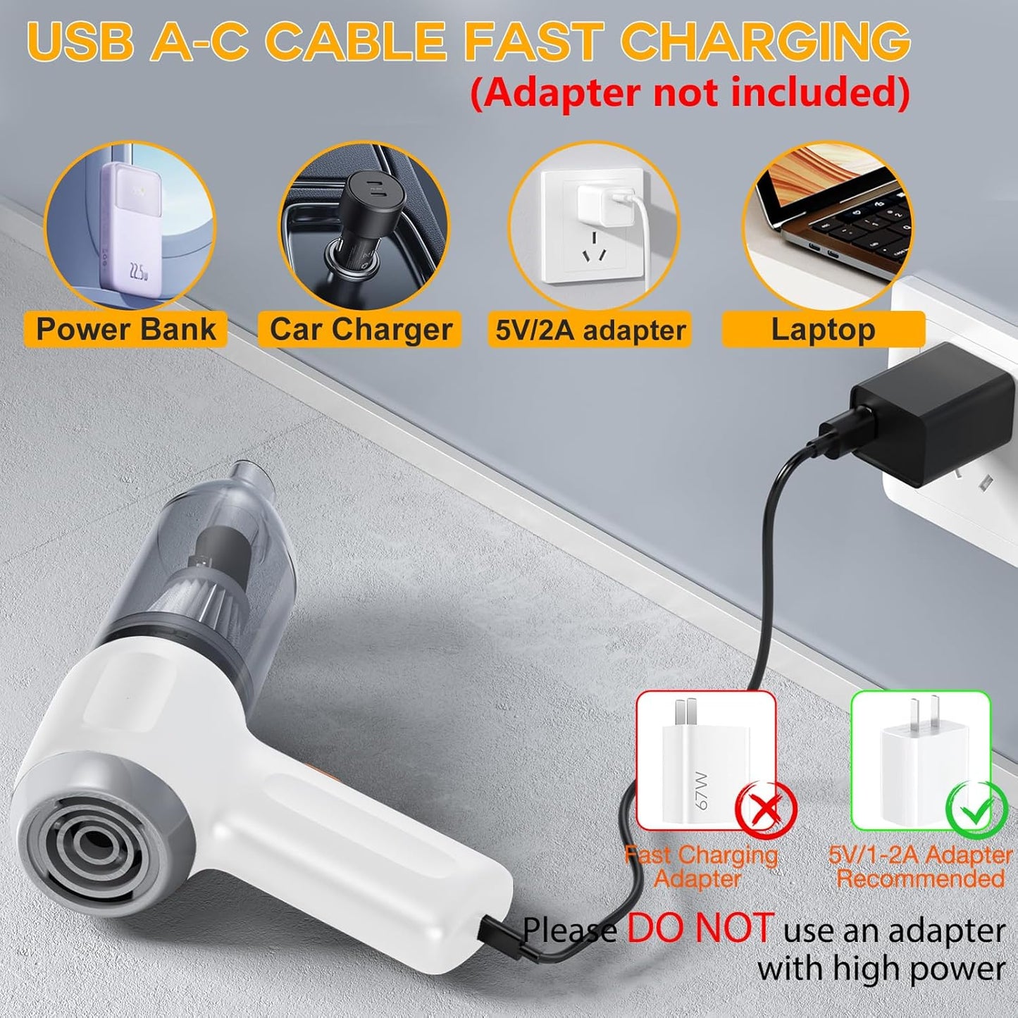 RoamVac 15kPa Cordless Car Vacuum — LED Display, USB-C Rechargeable