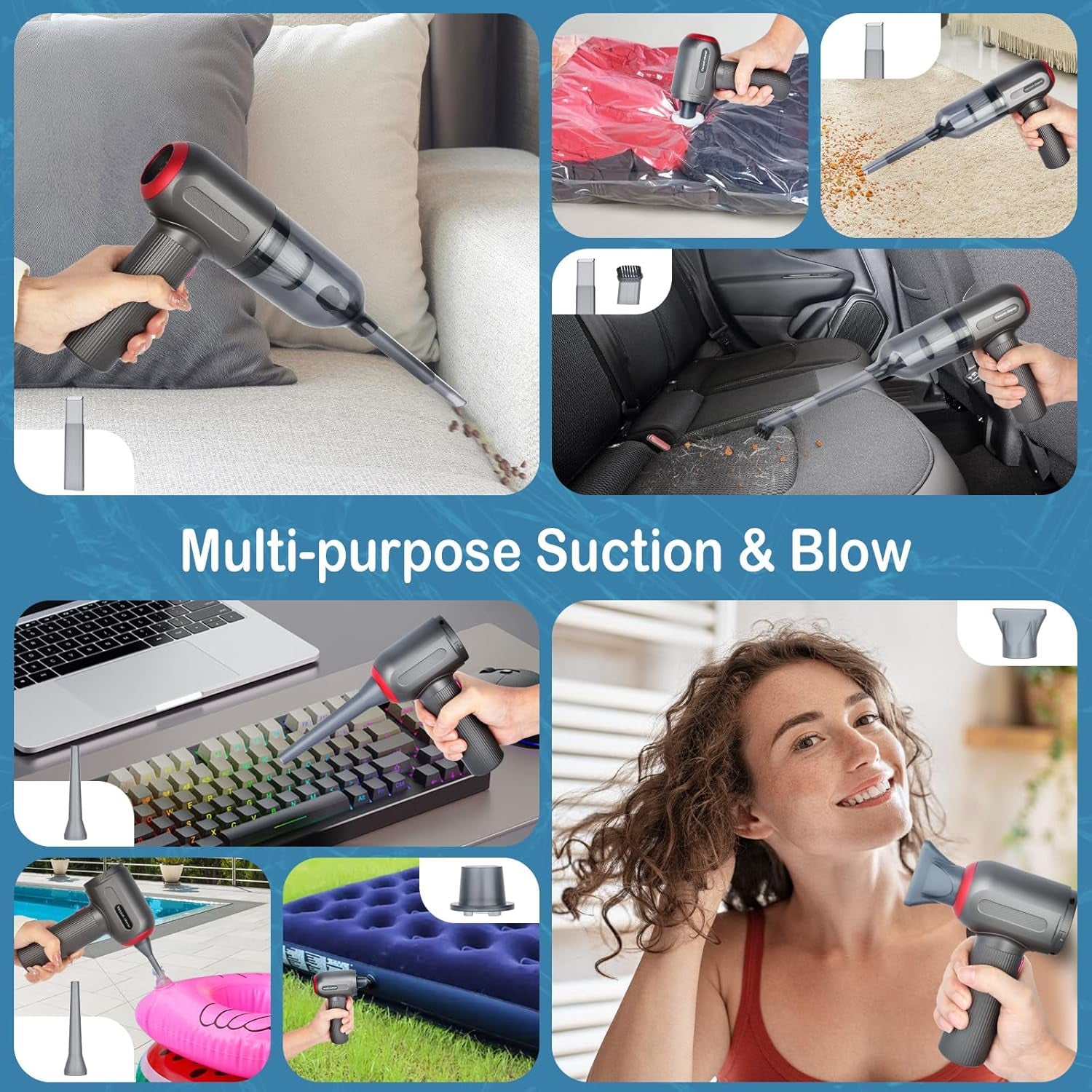 RoamVac 15kPa Cordless Car Vacuum — LED Display, USB-C Rechargeable