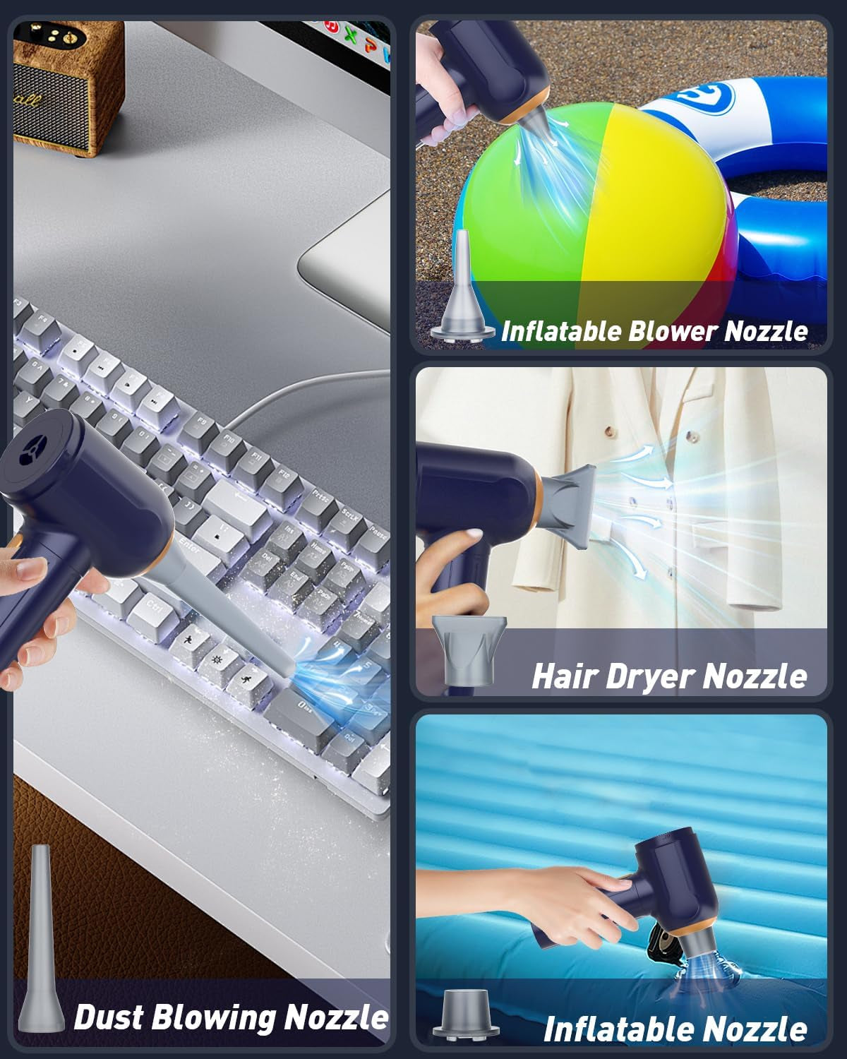 RoamVac™ 15000 Pa Cordless Car Vacuum — Mini Handheld Dust Buster & Air Blower with LED Display, USB-C Rechargeable, Powerful Suction for Car, Home & Pet Hair